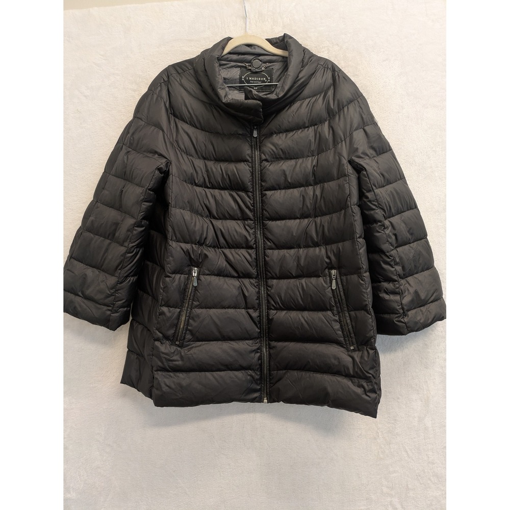 1 Madison Luxe Outerwear Down Women's Black Puffer Jacket Quilted‎ M
